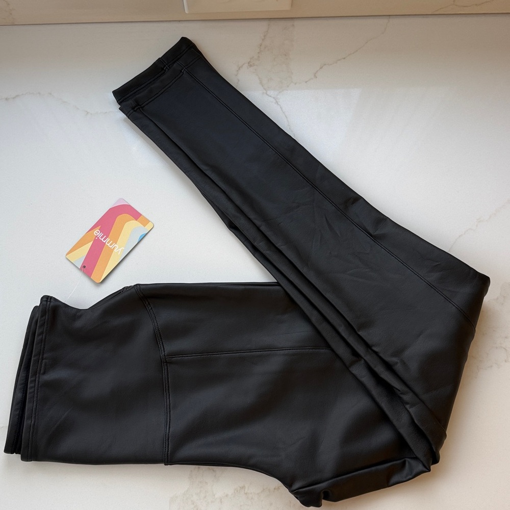 Yummie Women's Black Faux Leather Leggings